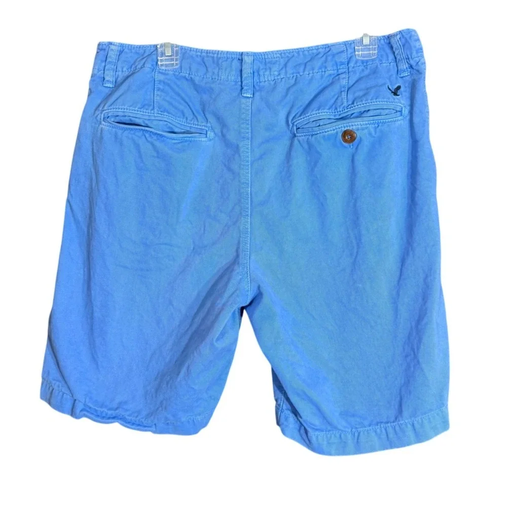 American Eagle Mens Size 34 Blue Chino Shorts Flat Front Casual Vacation Classic